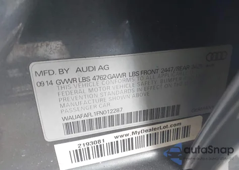 2015 Audi A4 2.0T Premium z USA, uszkodzony, nr VIN WAUAFAFL1FN012287